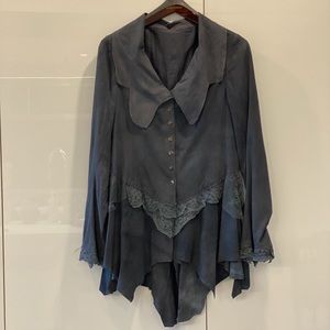 Free People Lambskin and Lace Boho Jacket